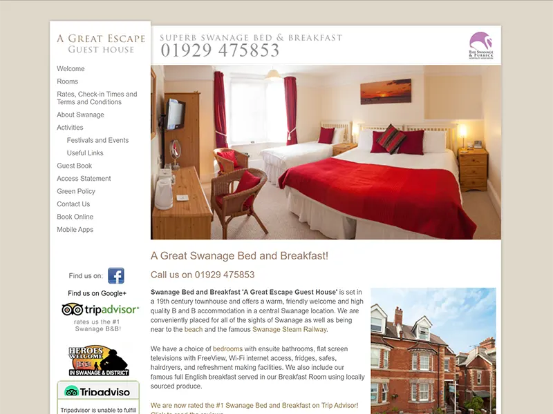 A Great Escape Guest House Accommodation website project