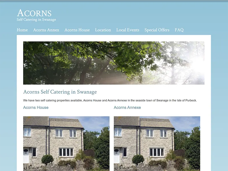 Acorns Self Catering  Accommodation website project