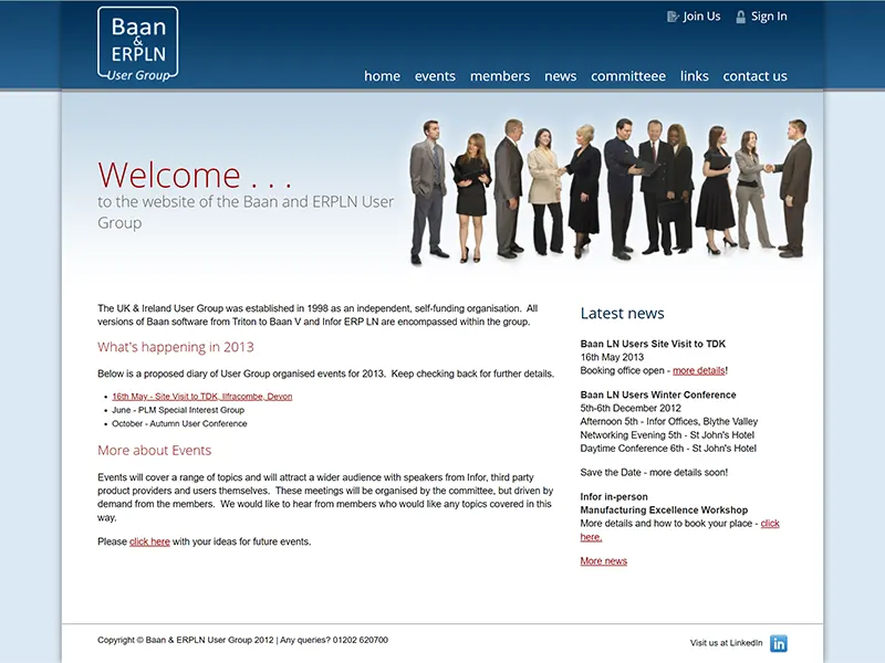Baan & ERPLN User Group Website Project