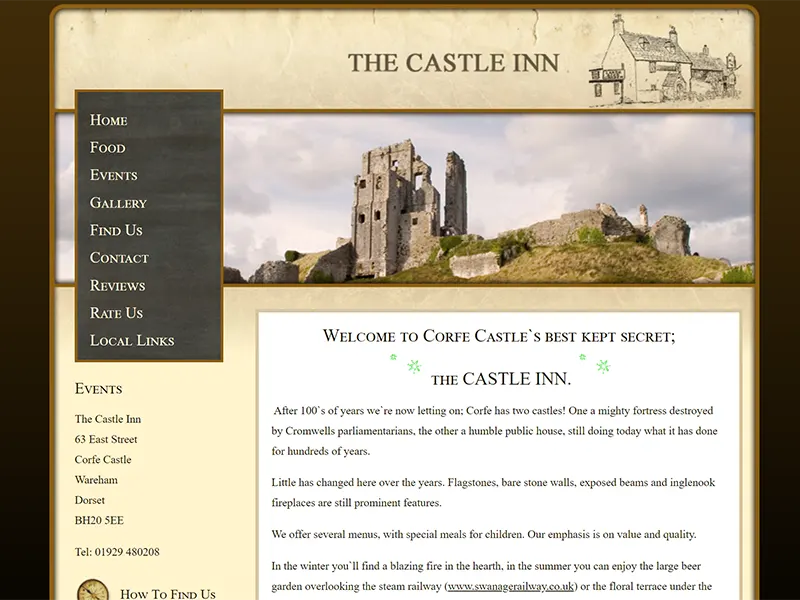 Castle Inn Corfe website project