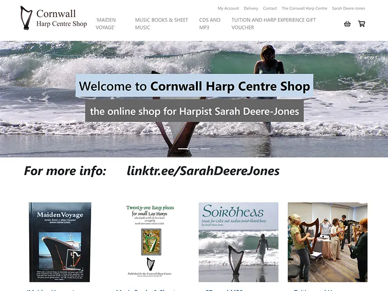 Cornwall Harp Centre Shop  e-commerce website