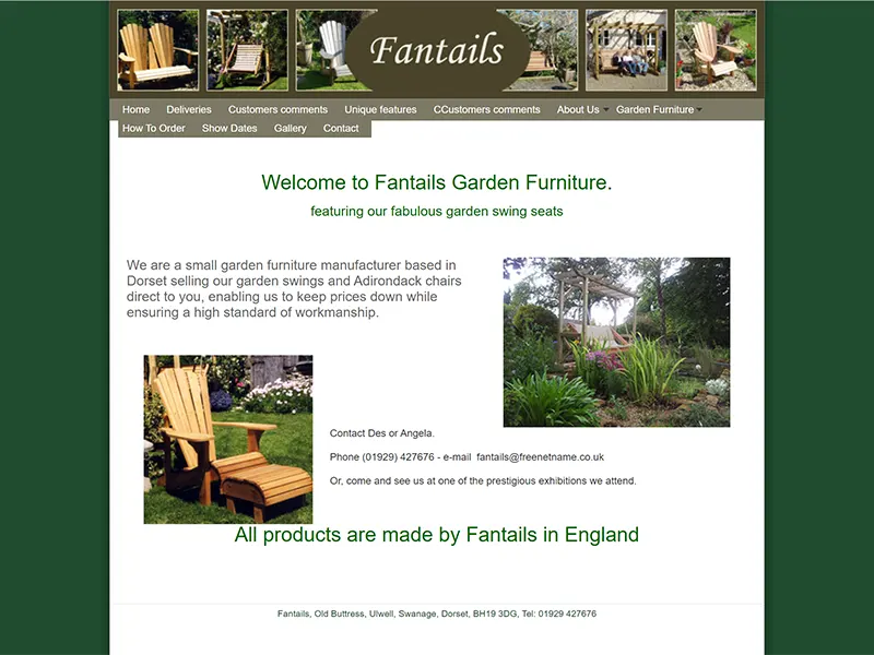 Fantails Garden Furniture business website project