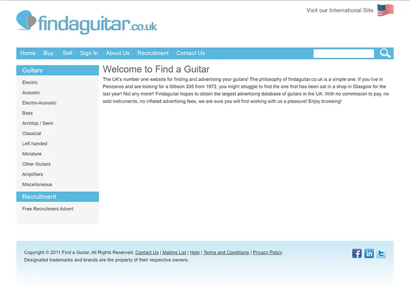 Find a Guitar Bespoke business website project