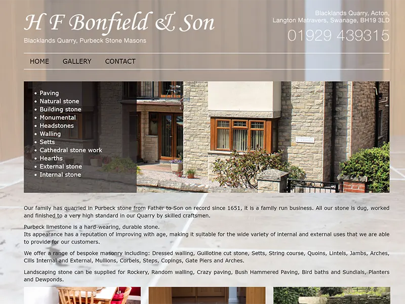 H F Bonfield & Son website project