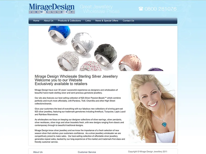 Mirage Design Jewellery Business Website Project