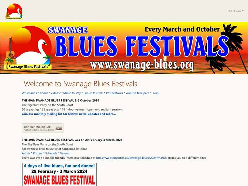 Swanage Blues Charity website project