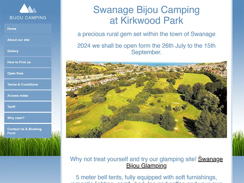 Swanage Camping Accommodation website project