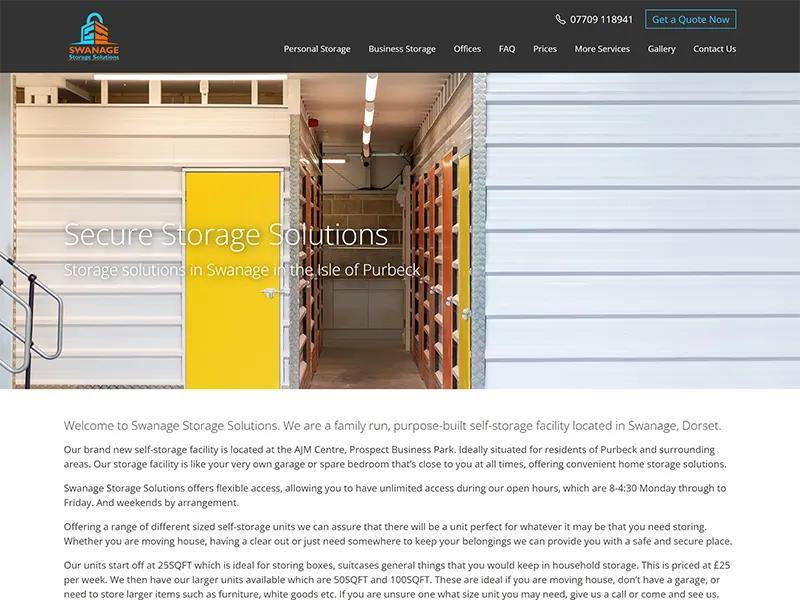 Swanage Storage Solutions Business Website Project