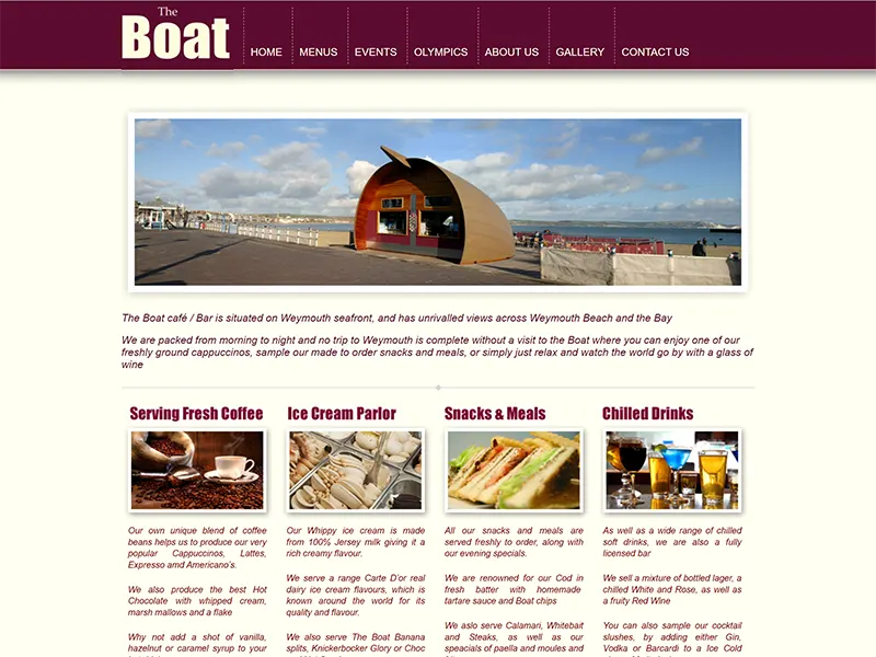 The Boat Cafe and Bar Business Website Project