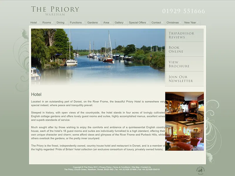 The Priory Hotel Wareham Accommodation website project