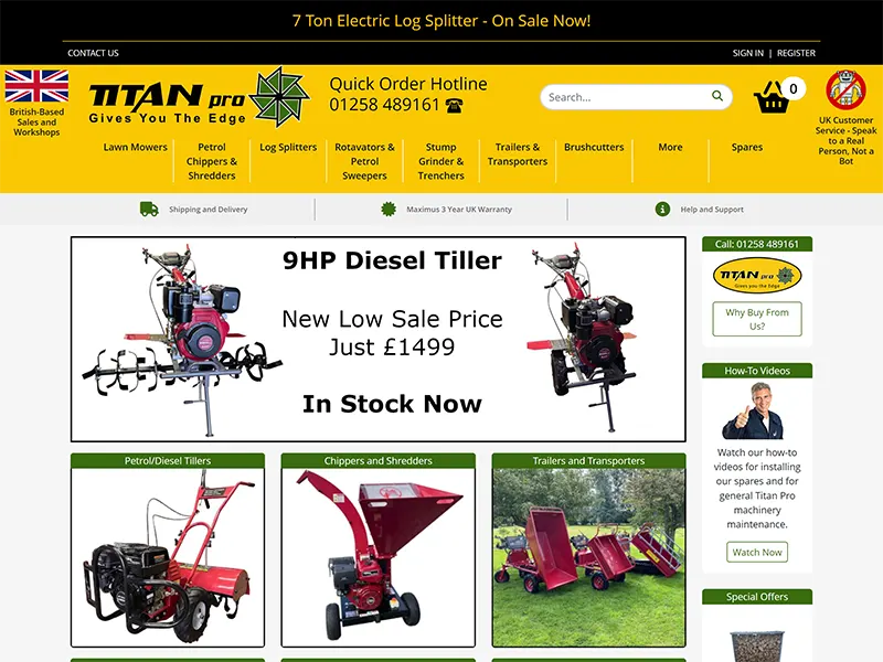 Titan Pro The Garden Machinery Superstore E-Commerce Website